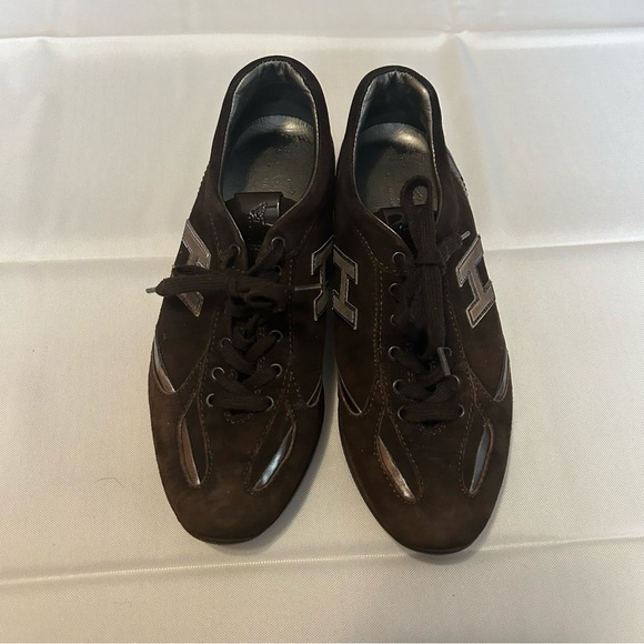 Hogan Brown Suede Leather Low Top Sneakers Shoes Women's Size US 6 - Picture 3 of 8